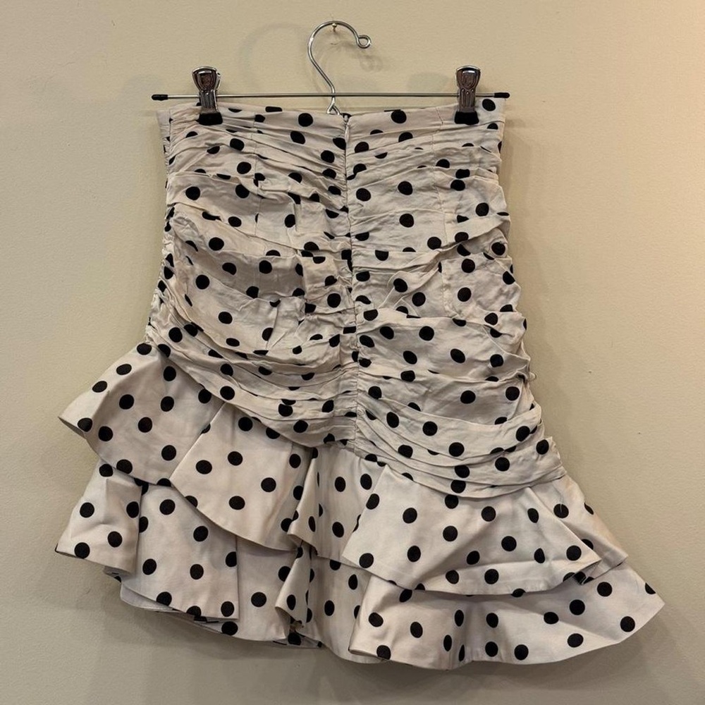 Zara Black and White Polka Dot Asymmetrical Ruffle Mini Skirt